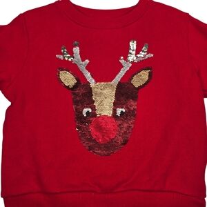 Next UK Holiday Sequins Reversible Kids Reindeer Sweatshirt